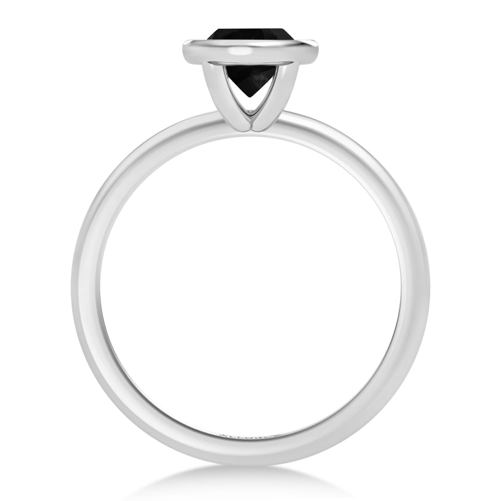 Heart Natural Black Diamond Bezel Engagement Ring in Platinum (2.00ct)