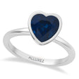 Heart Lab Blue Sapphire Bezel Engagement Ring 18K White Gold (2.25ct)