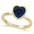 Heart Lab Blue Sapphire Bezel Engagement Ring 18K Yellow Gold (2.25ct)