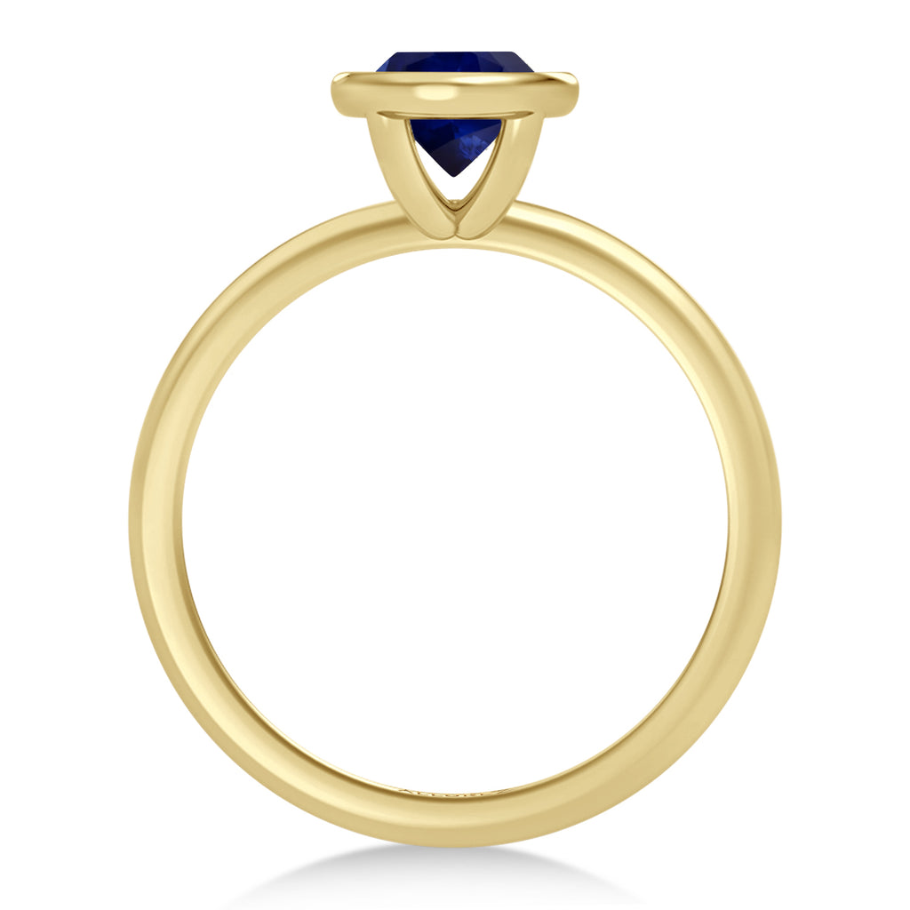 Heart Lab Blue Sapphire Bezel Engagement Ring 18K Yellow Gold (2.25ct)