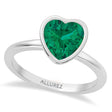 Heart Lab Emerald Bezel Engagement Ring in Platinum (1.73ct)