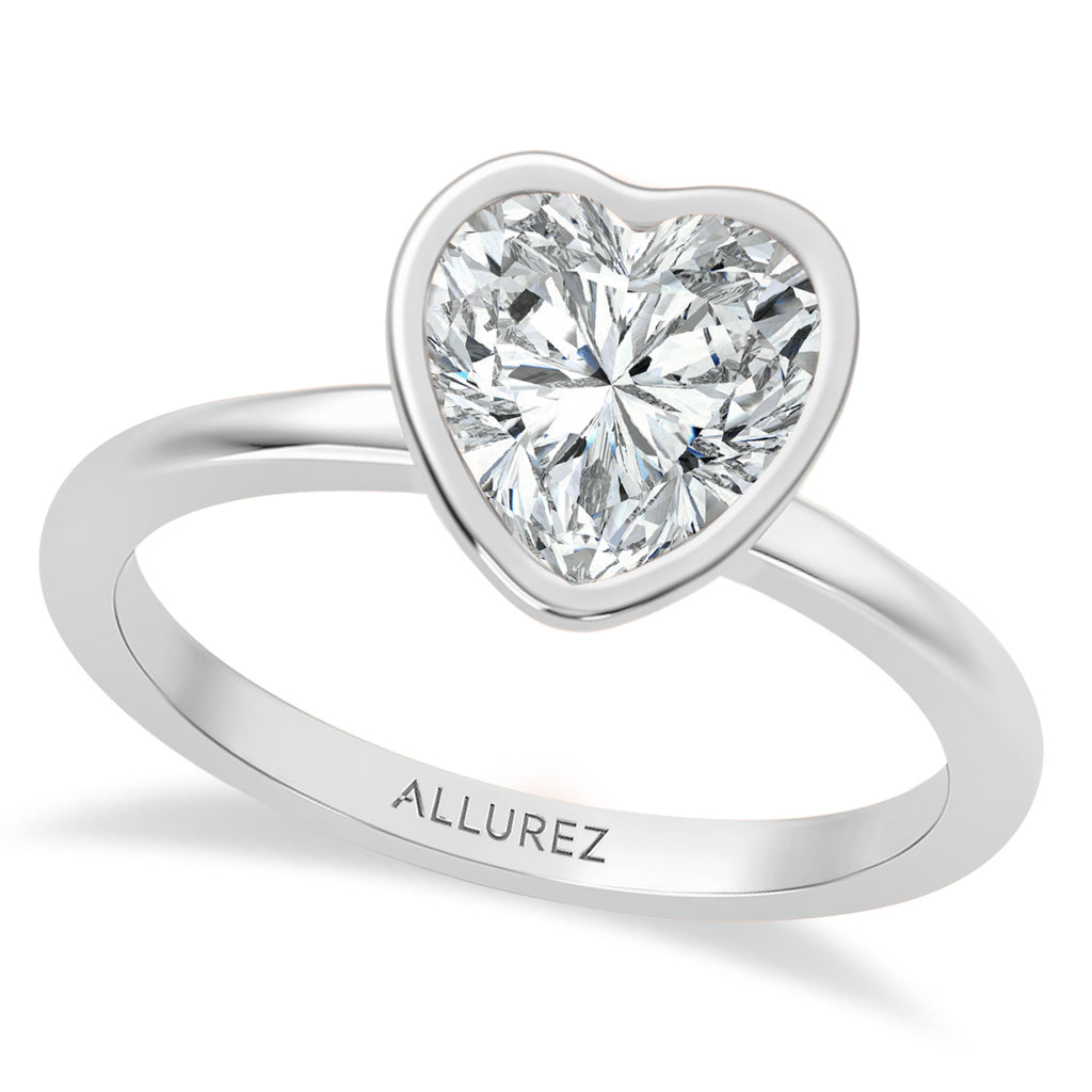 Heart Lab Diamond Bezel Engagement Ring in Platinum (2.00ct)