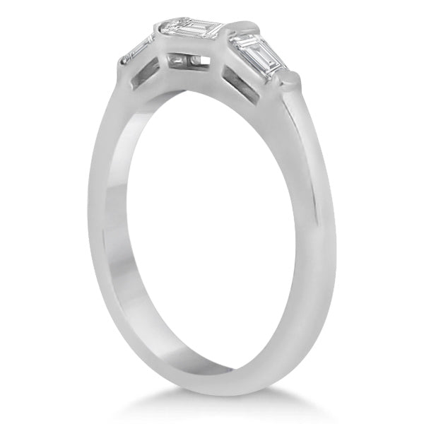 Three Stone Baguette Diamond Wedding Ring in 14K White Gold (0.40ct)