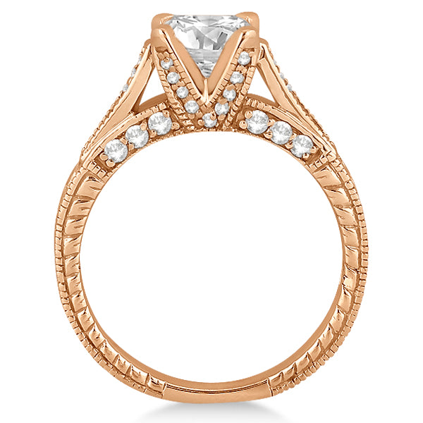 Antique Style Diamond Engagement Ring Setting 14k Rose Gold (0.40ct)