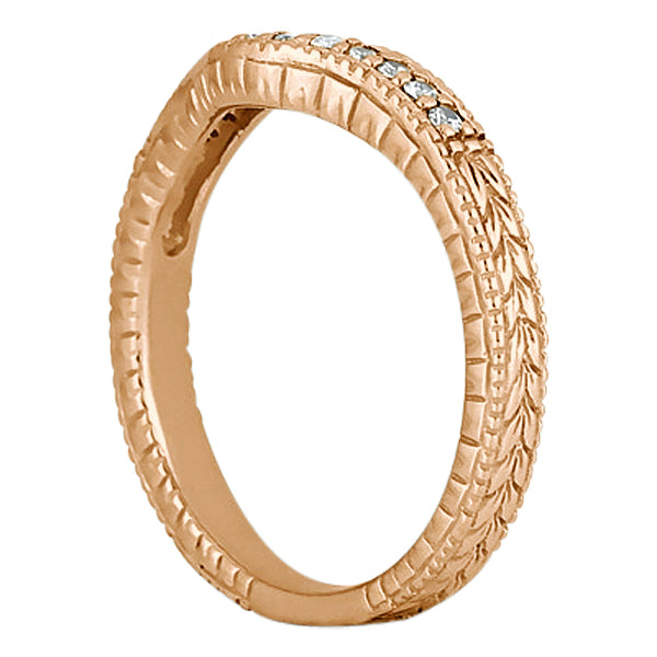 Antique Style Engagement Ring and Matching Wedding Band in 14k Rose Gold