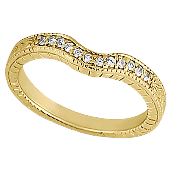 Antique Style Engagement Ring and Matching Wedding Band in 14k Yellow Gold