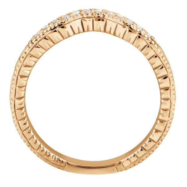 Antique Style Pave-Set Diamond Wedding Band 14k Rose Gold (0.12 ctw)