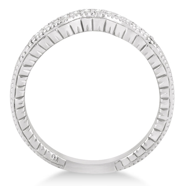 Antique Style Pave-Set Diamond Wedding Band 14k White Gold (0.12 ctw)