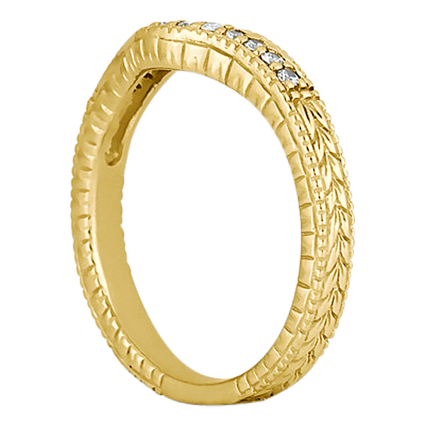 Antique Style Pave-Set Diamond Wedding Band 14k Yellow Gold (0.12ctw)
