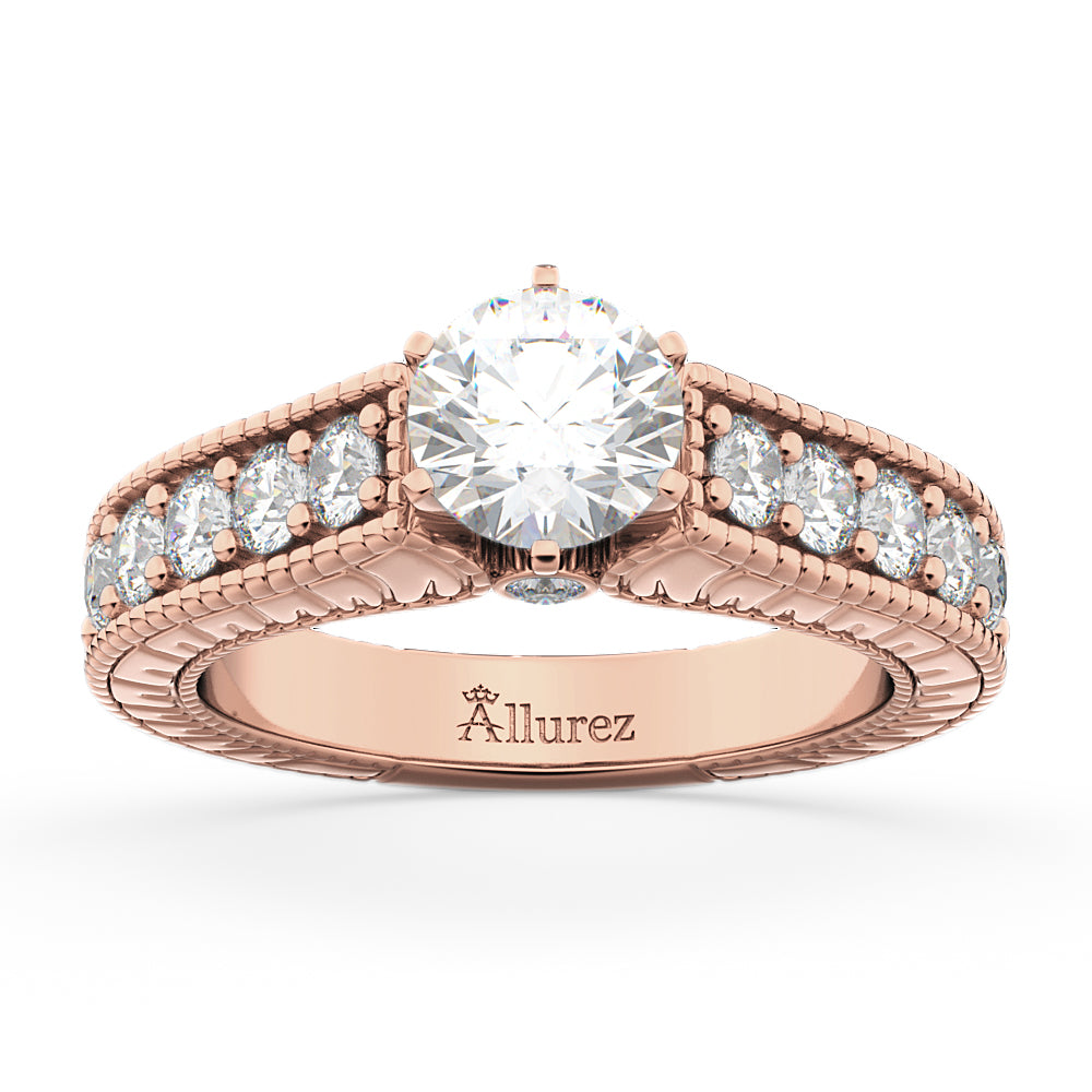 Vintage Diamond Engagement Ring Setting 18k Rose Gold (1.05ct)