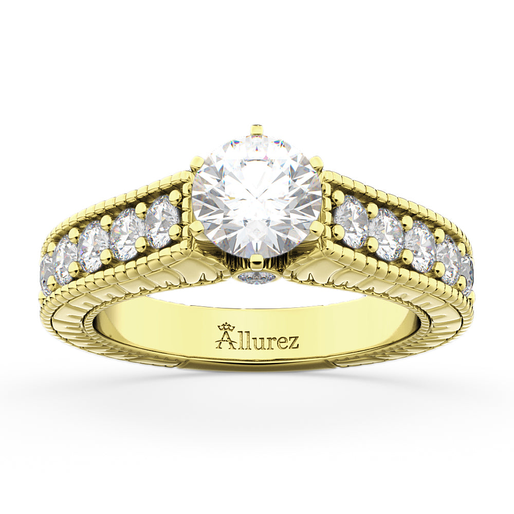 Vintage Diamond Engagement Ring Setting 18k Yellow Gold (1.05ct)