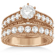 Antique Diamond Wedding & Engagement Ring Set 14k Rose Gold (2.15ct)