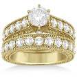 Antique Diamond Wedding & Engagement Ring Set 14k Yellow Gold (2.15ct)