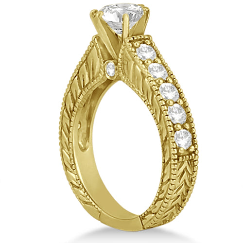 Antique Diamond Wedding & Engagement Ring Set 14k Yellow Gold (2.15ct)