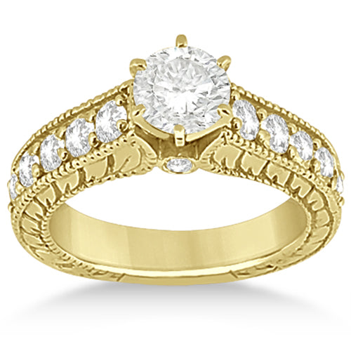 Antique Diamond Wedding & Engagement Ring Set 14k Yellow Gold (2.15ct)