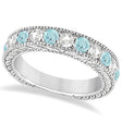 Antique Diamond & Aquamarine Engagement Wedding Ring Band Palladium (1.40ct)