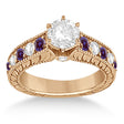 Vintage Diamond and Lab Alexandrite Engagement Ring 14k Rose Gold (1.41ct)