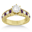 Vintage Diamond and Lab Alexandrite Engagement Ring 14k Yellow Gold (1.41ct)