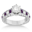 Vintage Diamond & Lab Alexandrite Engagement Ring Setting Platinum (1.41ct)