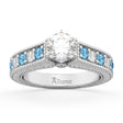 Vintage Diamond & Blue Topaz Engagement Ring Setting in Palladium (1.35ct)
