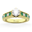 Vintage Diamond & Emerald Engagement Ring 14k Yellow Gold (1.23ct)