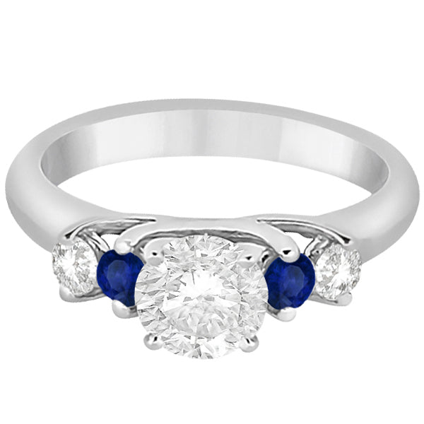 Five Stone Diamond and Sapphire Engagement Ring Platinum (0.50ct)