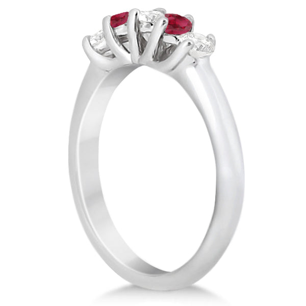 Five Stone Diamond and Ruby Wedding Band 18kt White Gold (0.60ct)