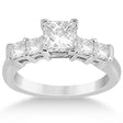 5 Stone Princess Cut Diamond Engagement Ring 14K White Gold (0.40ct)