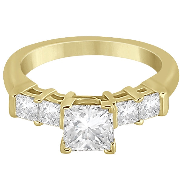 5 Stone Princess Cut Diamond Engagement Ring 14K Yellow Gold (0.40ct)