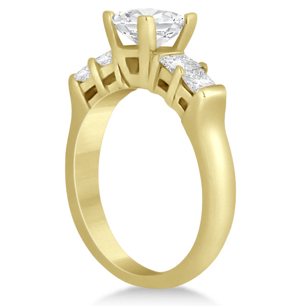 Five Stone Princess Cut Diamond Bridal Set 14K Yellow Gold (0.90ct)