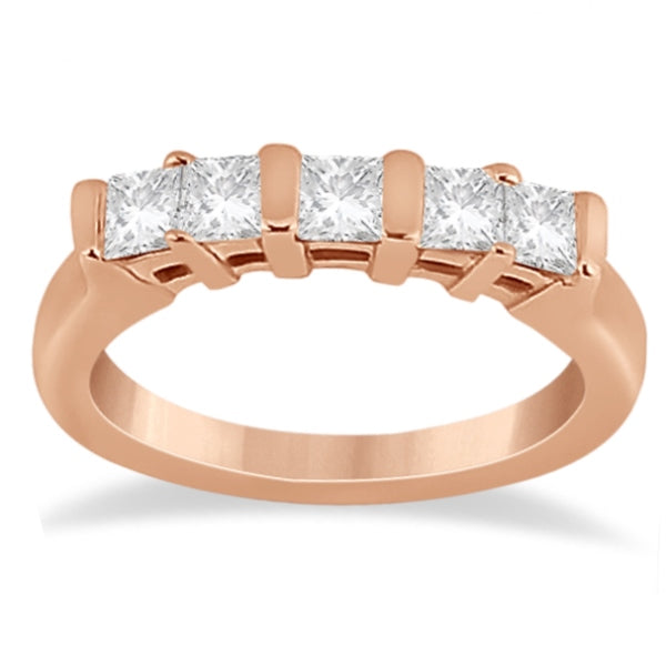 5 Stone Princess Cut Channel Set Diamond Ring 14K Rose Gold (0.50ct)