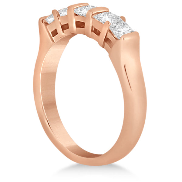5 Stone Princess Cut Channel Set Diamond Ring 18k Rose Gold (0.50ct)