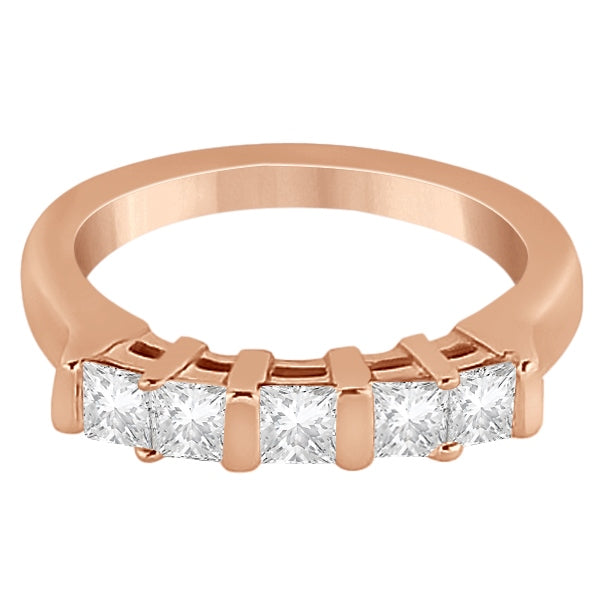 5 Stone Princess Cut Channel Set Diamond Ring 18k Rose Gold (0.50ct)