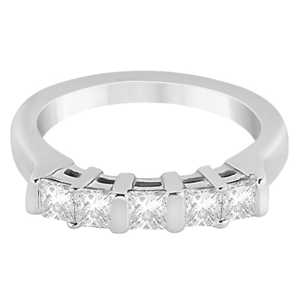 5 Stone Princess Cut Channel Set Diamond Ring 18k White Gold (0.50ct)