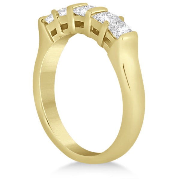 5 Stone Princess Cut Channel Set Diamond Ring 18k Yellow Gold (0.50ct)