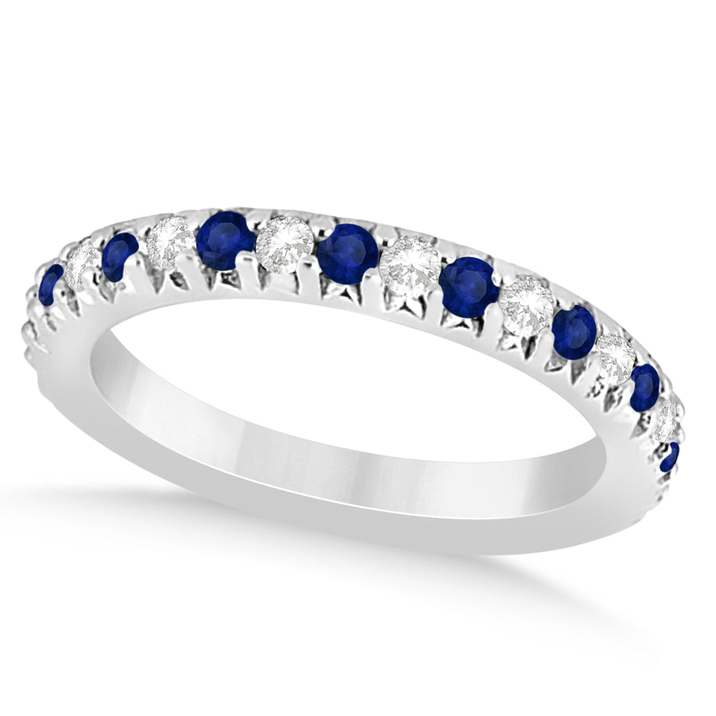 Blue Sapphire & Diamond Bridal Set Setting 18k White Gold 1.14ct