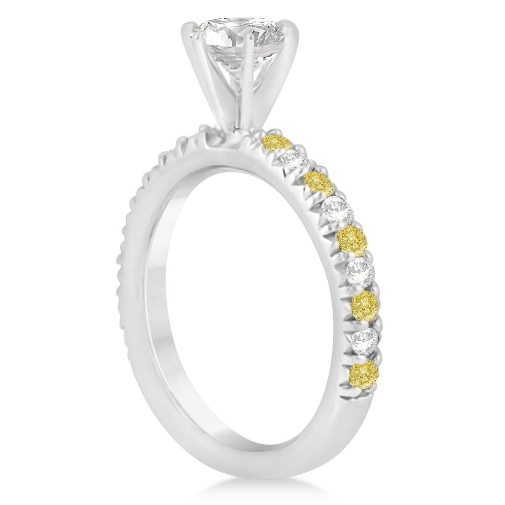 Yellow Diamond & Diamond Bridal Set Setting 14k White Gold 1.14ct