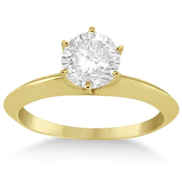 Knife Edge Six-Prong Solitaire Engagement Ring Setting 14k Yellow Gold