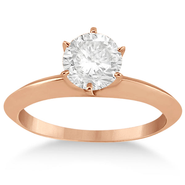 Knife Edge Six-Prong Solitaire Engagement Ring Setting 18k Rose Gold