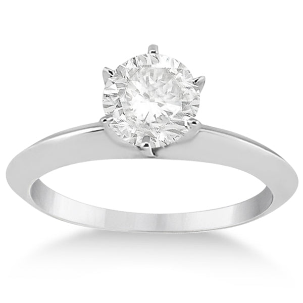 Knife Edge Six-Prong Solitaire Engagement Ring Setting 18k White Gold