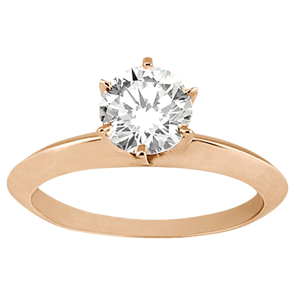 Six-Prong Knife Edge Solitaire Engagment Ring Set 14k Rose Gold