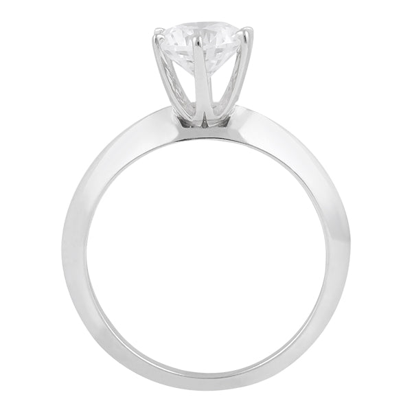 Six-Prong Knife Edge Solitaire Engagment Ring Set 14k White Gold