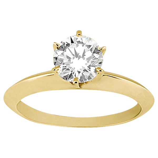 Six-Prong Knife Edge Solitaire Engagment Ring Set 14k Yellow Gold