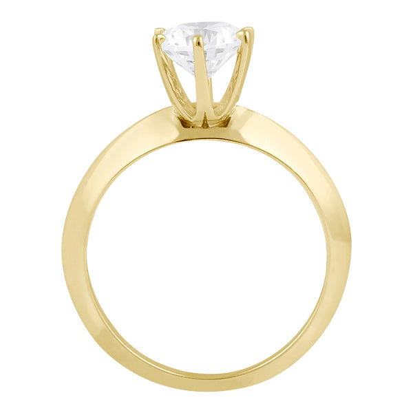 Six-Prong Knife Edge Solitaire Engagment Ring Set 14k Yellow Gold
