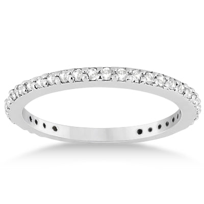 Pave Set Eternity Diamond Wedding Ring Band 18k White Gold (0.55ct)