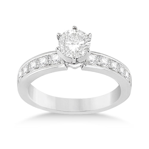 Channel Set Princess Diamond Engagement Ring 18k White Gold (0.50ct)