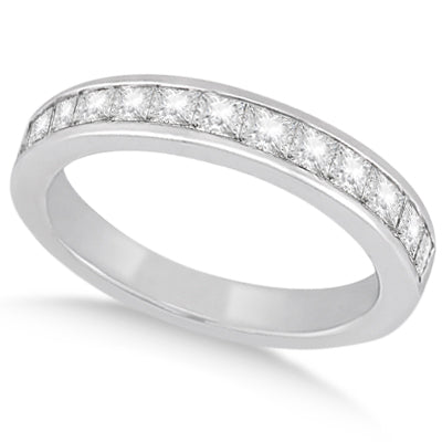 Channel Set Princess Diamond Wedding Band 18k White Gold (0.60ct)