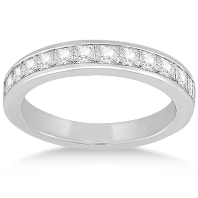 Channel Set Princess Diamond Wedding Band 18k White Gold (0.60ct)
