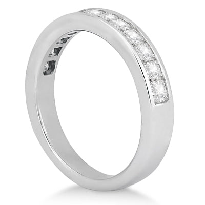 Channel Set Princess Diamond Wedding Band 18k White Gold (0.60ct)