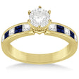 Channel Blue Sapphire & Diamond Engagement Ring 14k Yellow Gold (0.60ct)